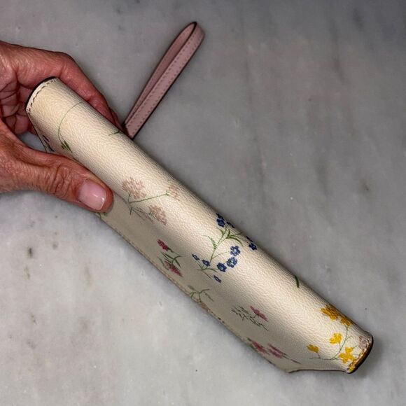 Coach Wallet Wristlet Floral Wildflower Saffiano Leather Phone Case Clutch Pink - Picture 9 of 16